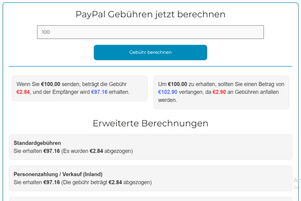 PayPal Gebührenrechner